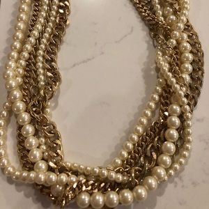 Gold and Pearl Fashion Statement Necklace